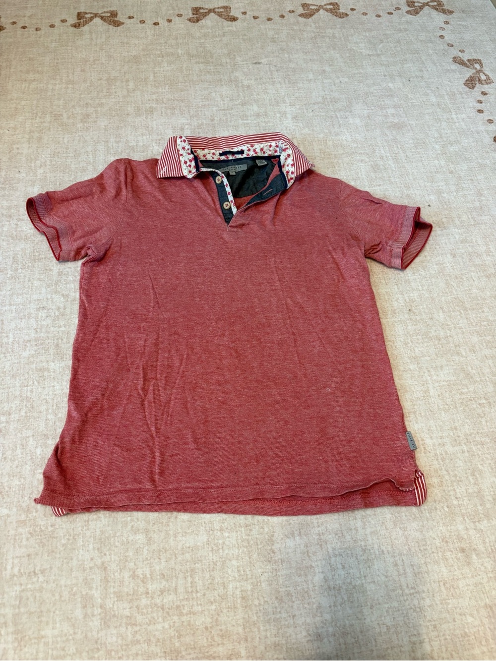 Ted Baker Red Polo with Striped Contrast Collar